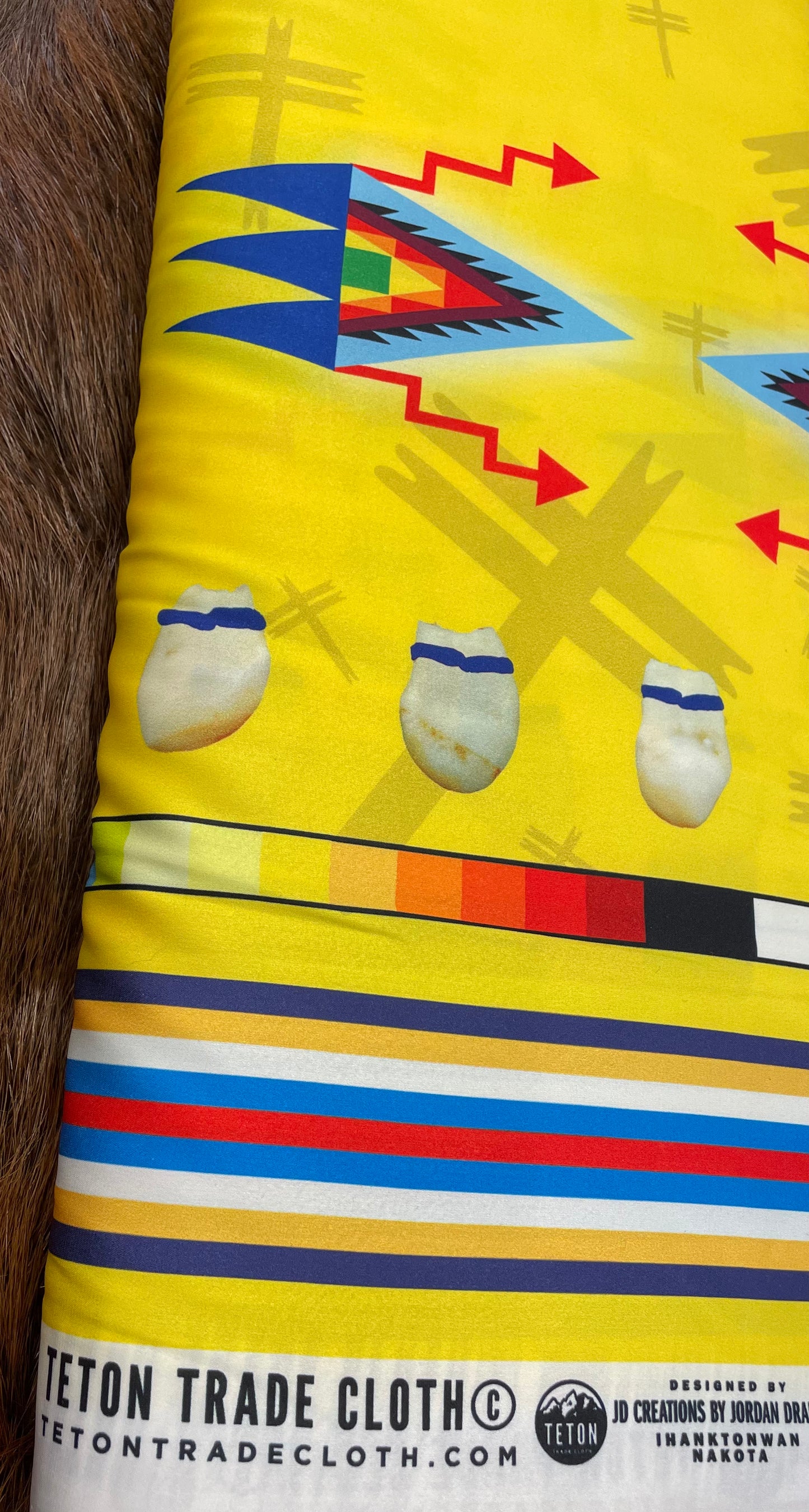 JD Creations by Jordan Drapeau, Forest County Potowatomi Designed Satin Fabric