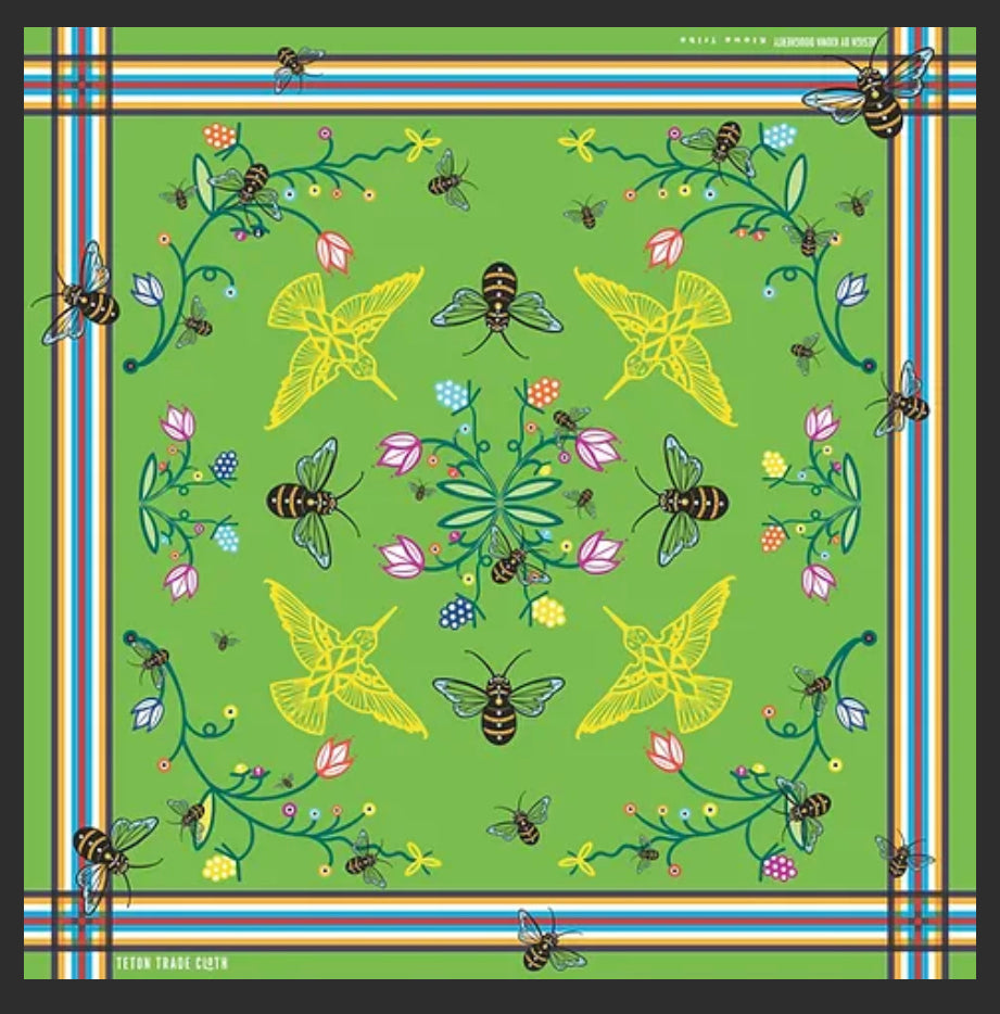 Kiowa Dougherty Designed Birds & Bees Satin Scarf