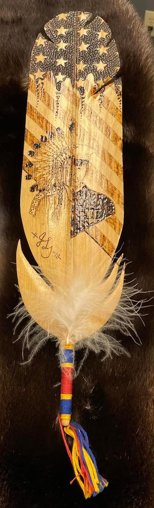 Wood Burned Feather