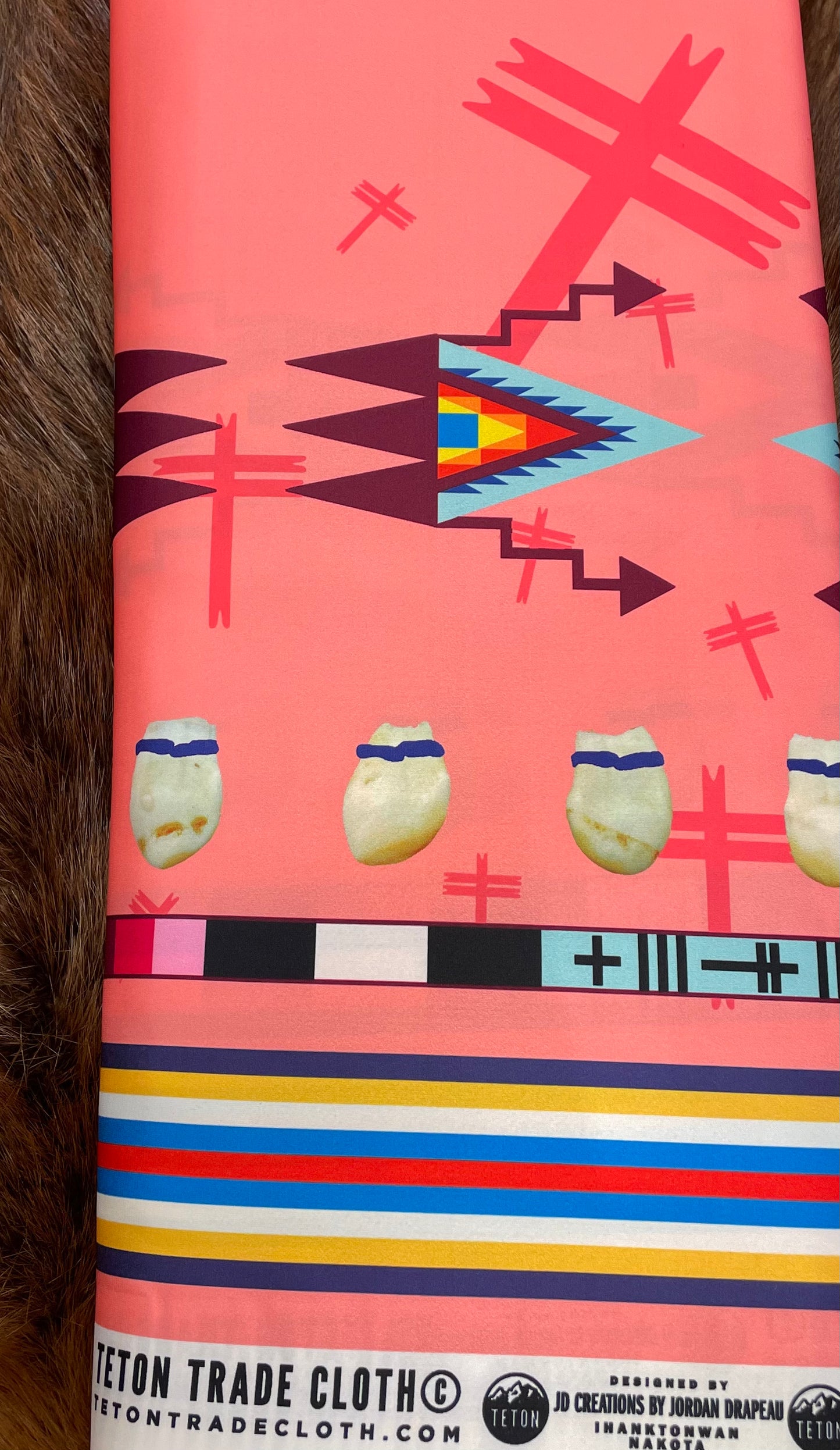 JD Creations by Jordan Drapeau, Forest County Potowatomi Designed Satin Fabric