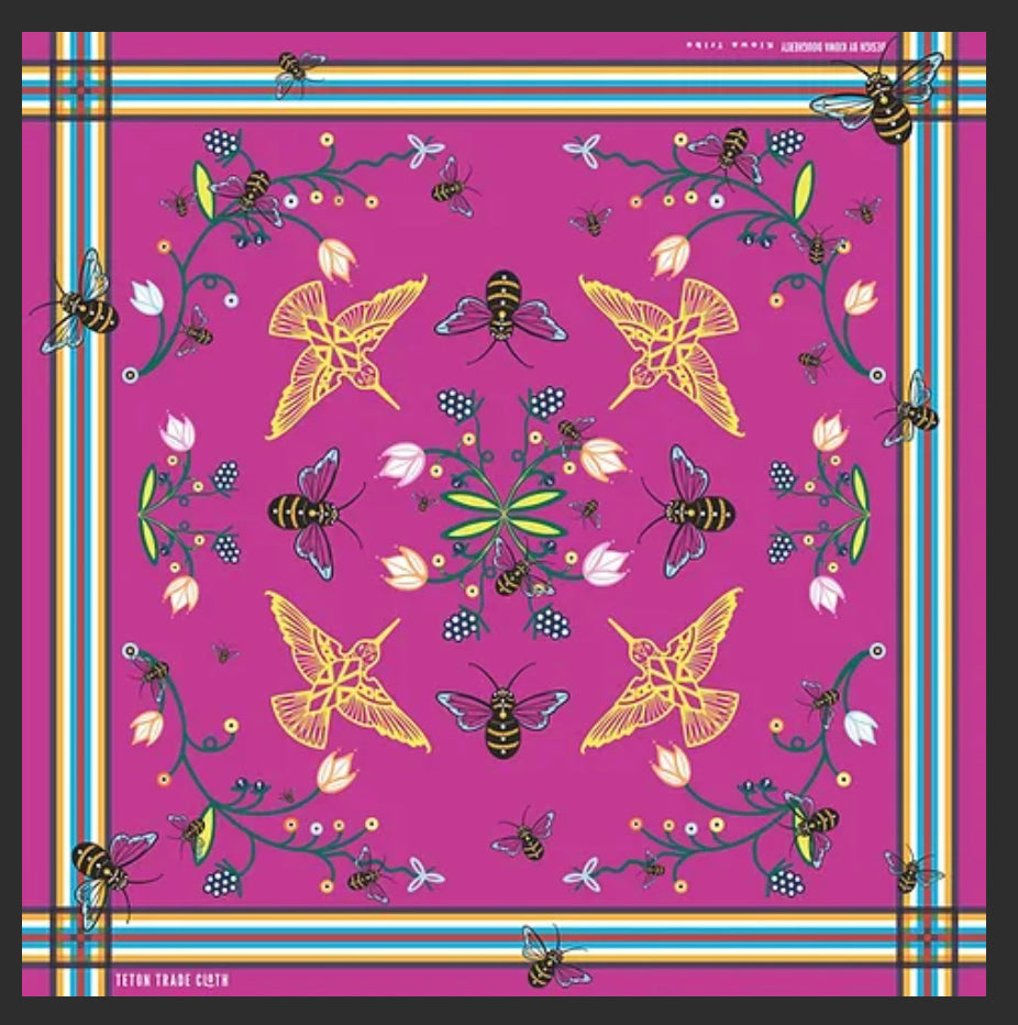 Kiowa Dougherty Designed Birds & Bees Satin Scarf