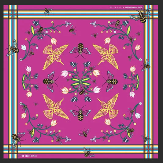 Kiowa Dougherty Designed Birds & Bees Satin Scarf