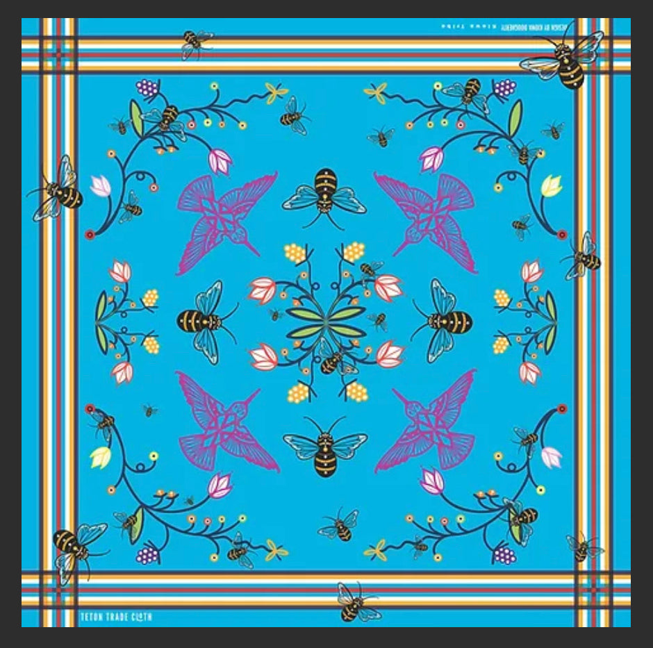 Kiowa Dougherty Designed Birds & Bees Satin Scarf