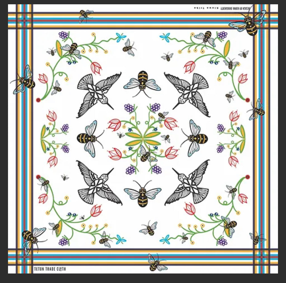 Kiowa Dougherty Designed Birds & Bees Satin Scarf