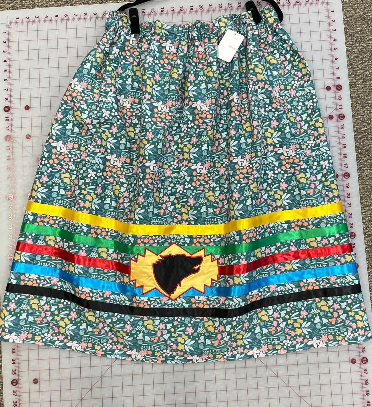 Wolf Appliqué Ribbon Skirt