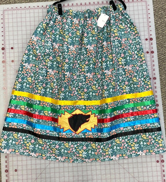 Wolf Appliqué Ribbon Skirt