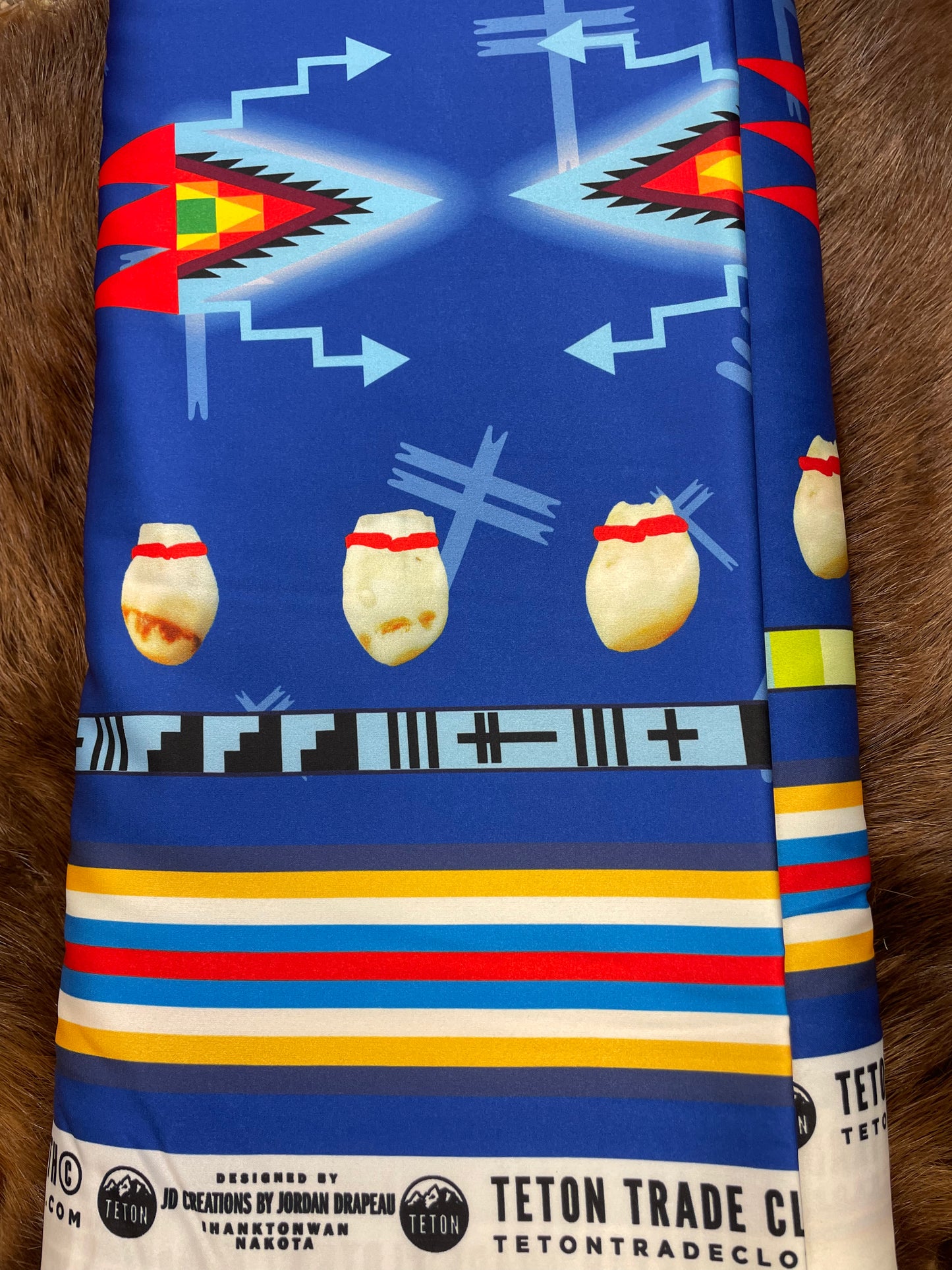 JD Creations by Jordan Drapeau, Forest County Potowatomi Designed Satin Fabric