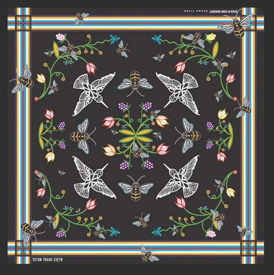 Kiowa Dougherty Designed Birds & Bees Satin Scarf