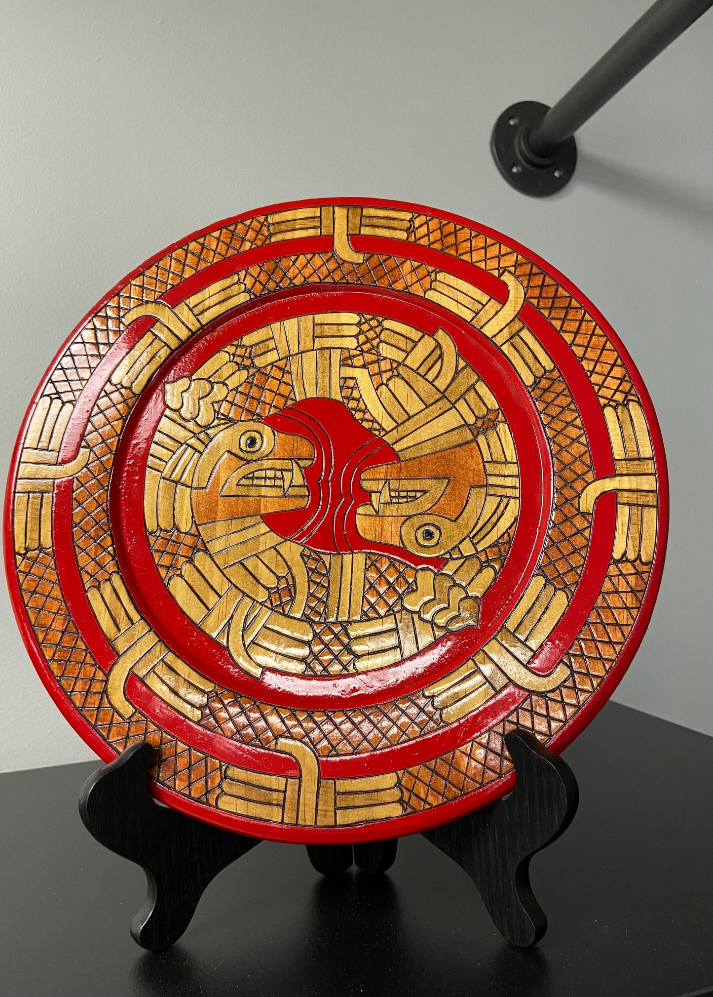 Hand Carved Wood Serpent Plate