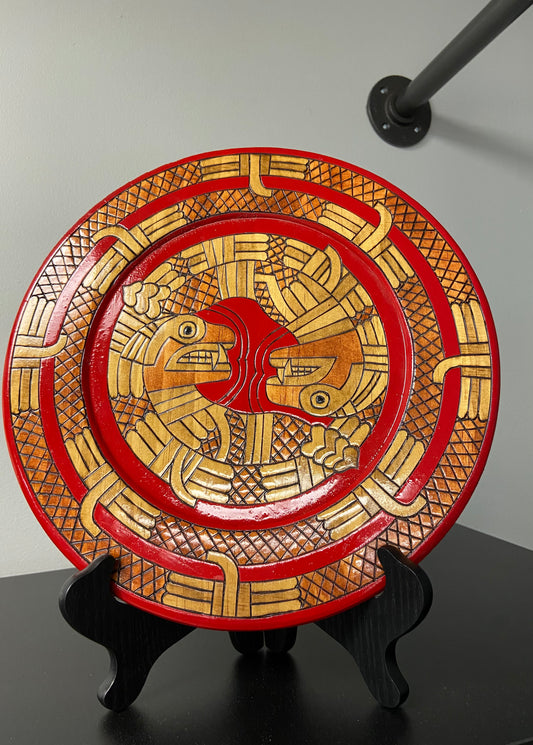 Hand Carved Wood Serpent Plate