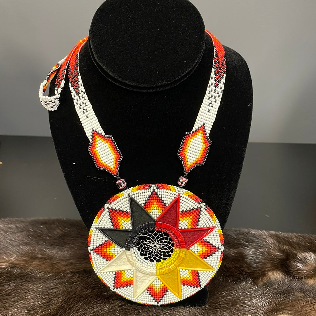 Beaded Medallion Quilled Ring Dream Catcher Four Directions