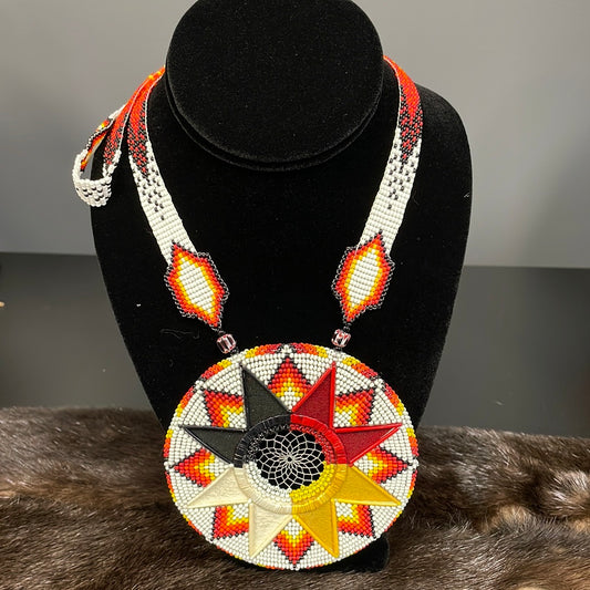 Beaded Medallion Quilled Ring Dream Catcher Four Directions