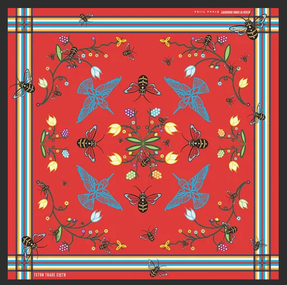 Kiowa Dougherty Designed Birds & Bees Satin Scarf