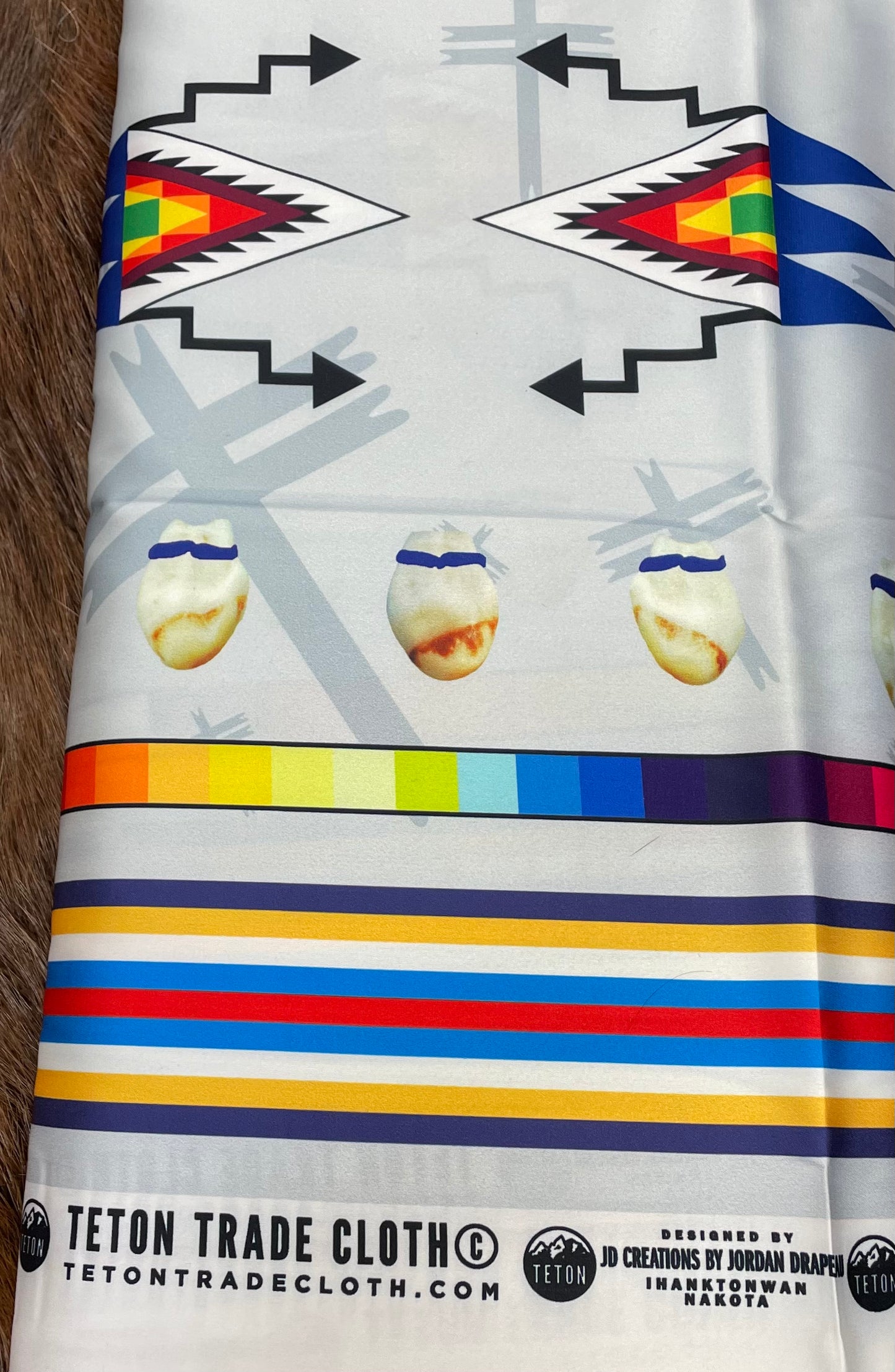 JD Creations by Jordan Drapeau, Forest County Potowatomi Designed Satin Fabric