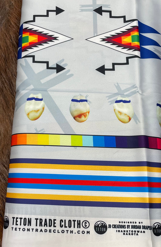 JD Creations by Jordan Drapeau, Forest County Potowatomi Designed Satin Fabric