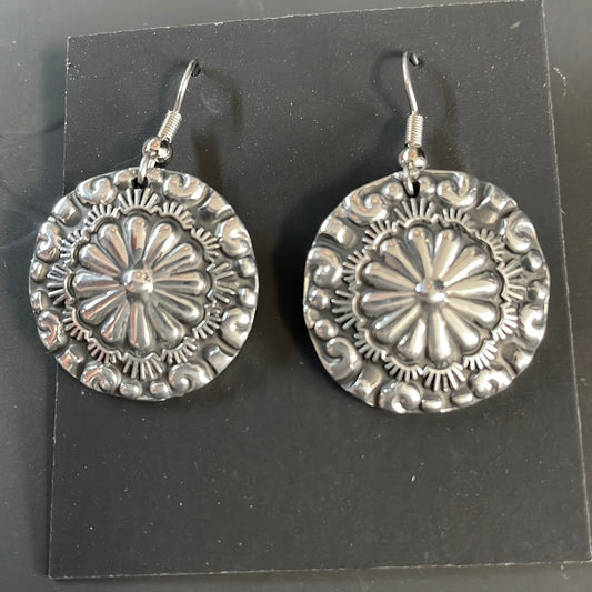 Silver Plated Round Designed Earrings