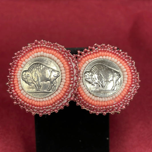 Buffalo Coin Beaded Earrings
