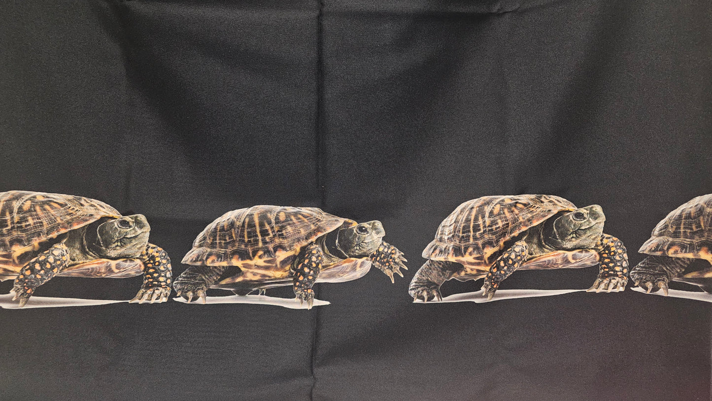 Gabardine Printed Fabric Black,  Turtle 2 YRDs