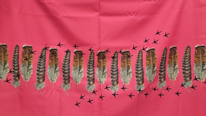 Gabardine Printed Fabric Turkey Feathers Pink 2 YRDs