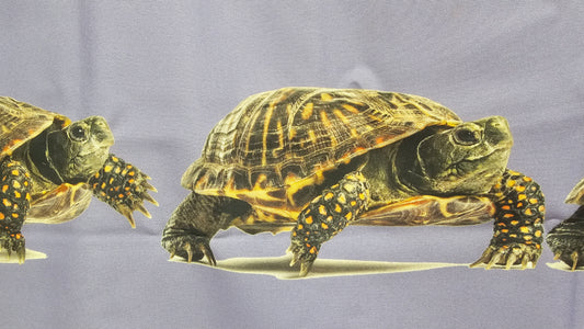 Gabardine Printed Fabric, Turtles Purple 2 YRDs