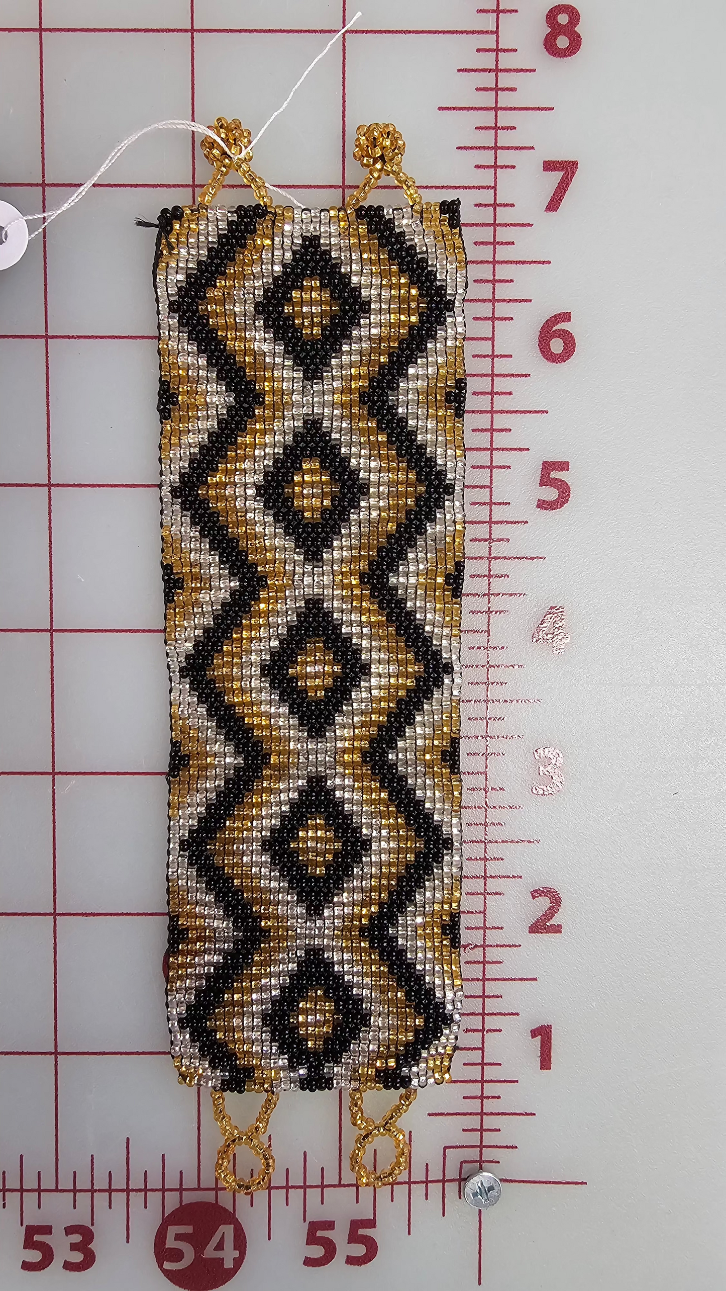 Beaded Bracelet Gold & Black Diamond Weave