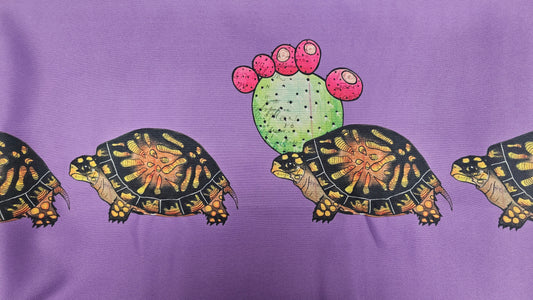 Gabardine Printed Fabric Cactus & Turtles 2 Yrds