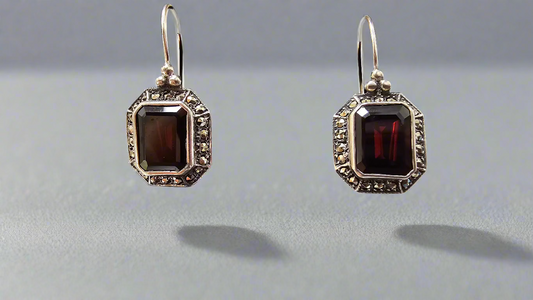 8 Carat Red Garnet Filigree Earrings