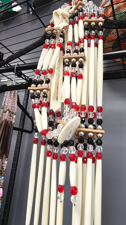 Mens Bandolier Cross Bead Set Red & Black 41" L