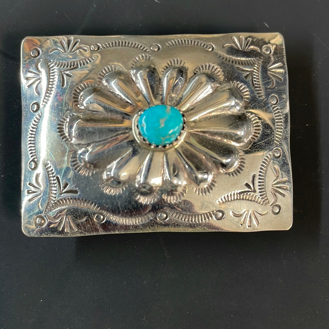 Sterling Silver Buckle & Turquoise Stone