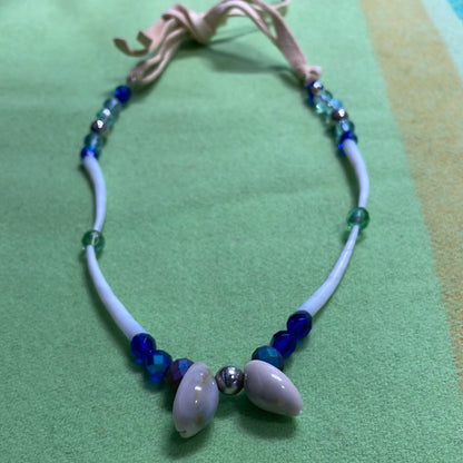 Shell Necklace and Fire Glazed Glass Beads