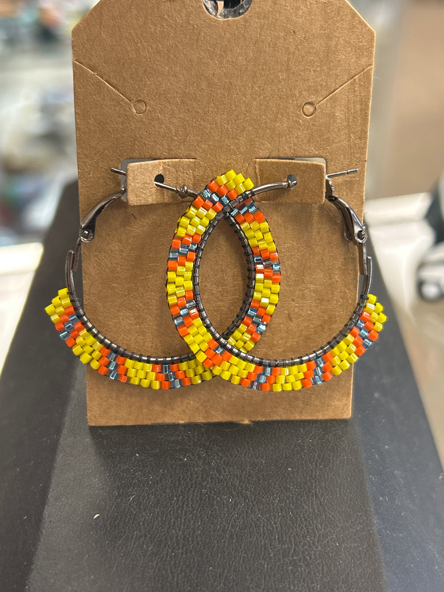 Beaded Hoops Yellow & Orange