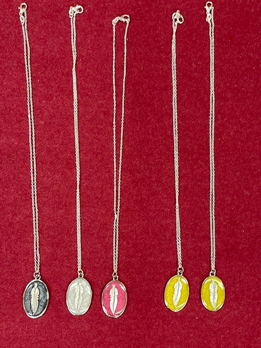 Multi-color feather necklaces