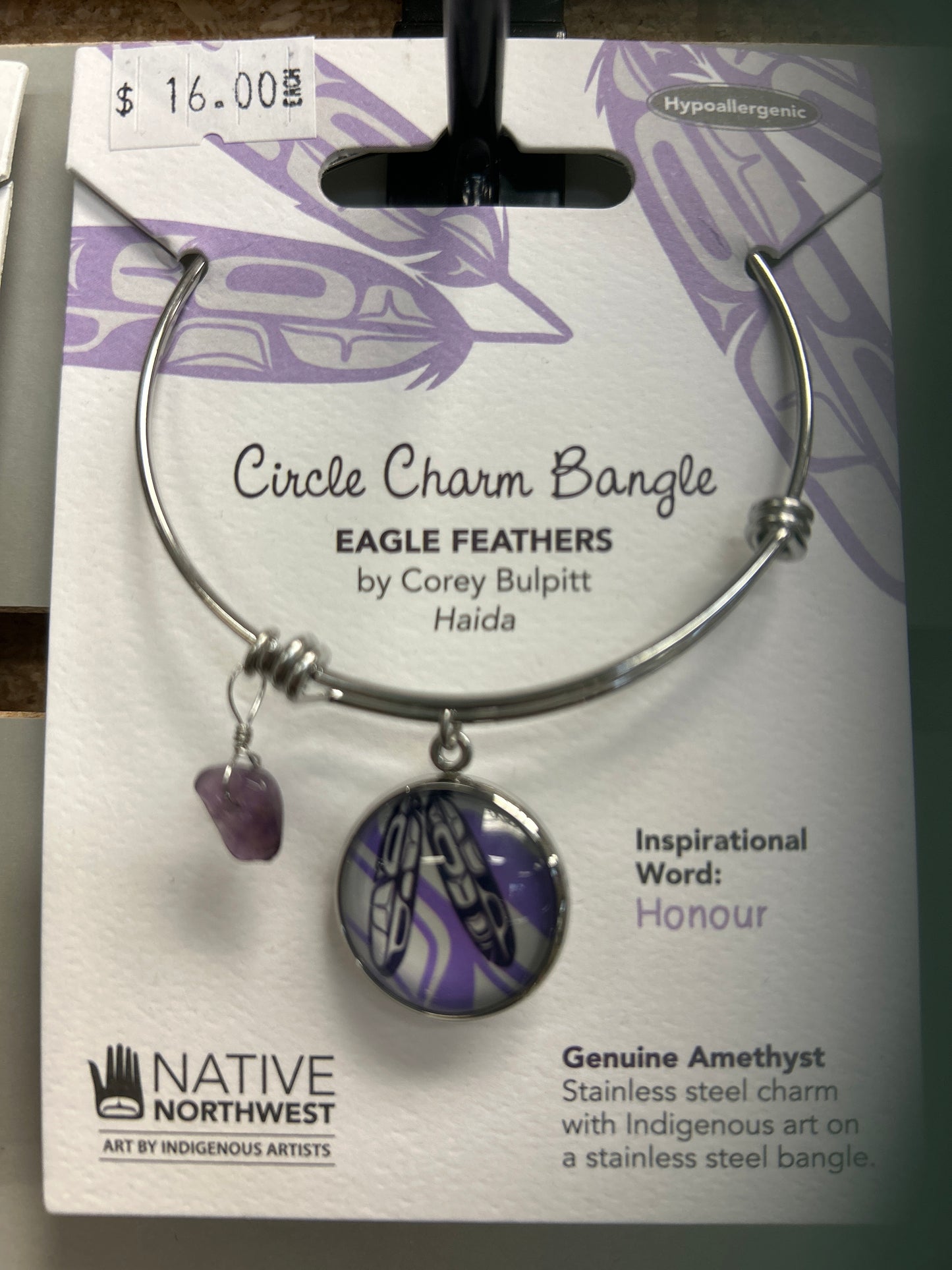 Circle Charm Bangle “Eagle Feathers”