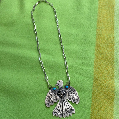 Sterling Silver Eagle Turquoise Stone Necklace