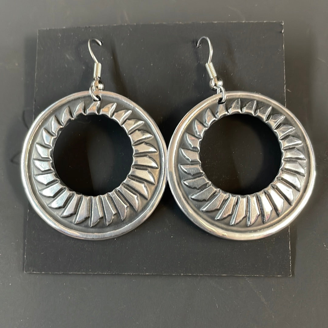 Silver Plated Designed Hoop Earrings