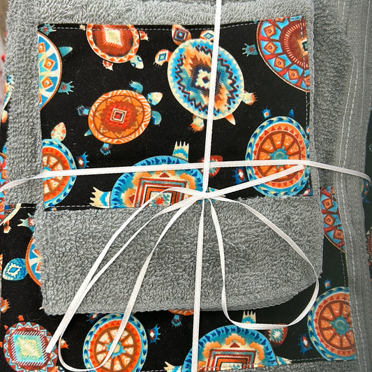 Towel Set 3 Pc Grey W Turtle