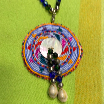 Medallion Beaded With Fire Glazed Glass Beads