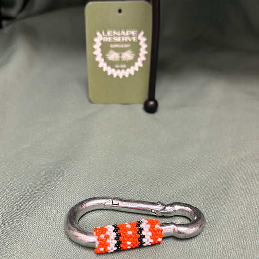 Beaded Carabiner Silver w Orange