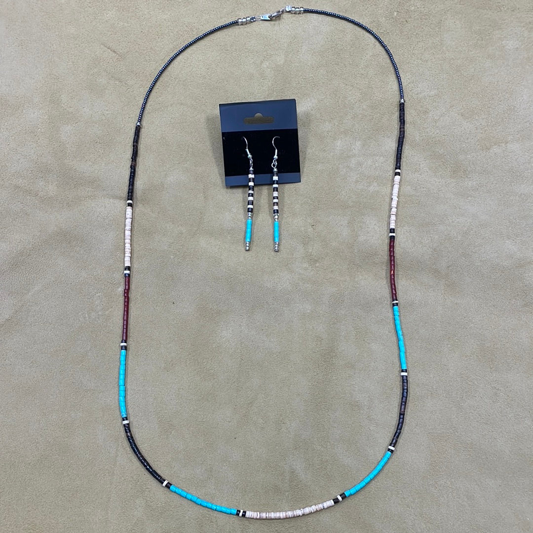 Heishi Bead Necklace Earring Set
