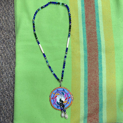 Medallion Beaded With Fire Glazed Glass Beads