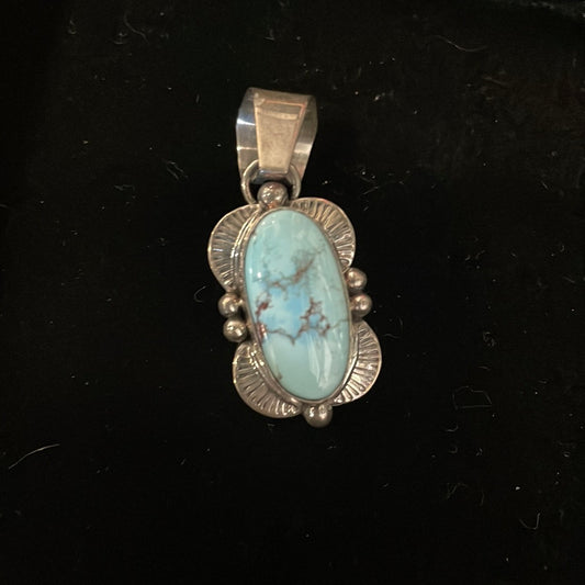 Turquoise Stone Pendant With Sterling Silver Embellishment