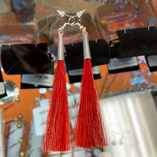 Red Horsehair Earrings