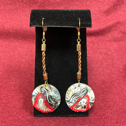 Painted Woman on Abalone Shell Earrings