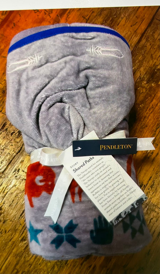 Pendleton Hooded Baby Towel Shared Paths Grey