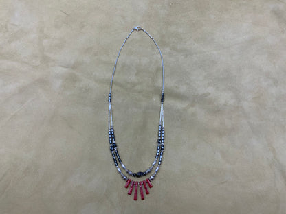 Necklace Double Strand with Stone Spikes