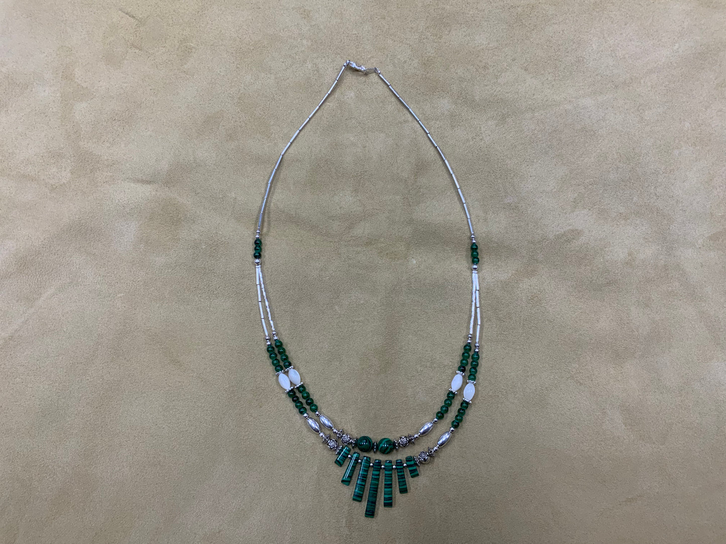 Necklace Double Strand with Stone Spikes