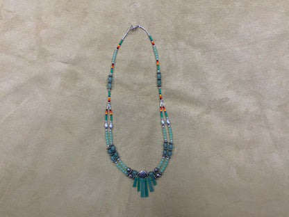 Necklace Double Strand with Stone Spikes