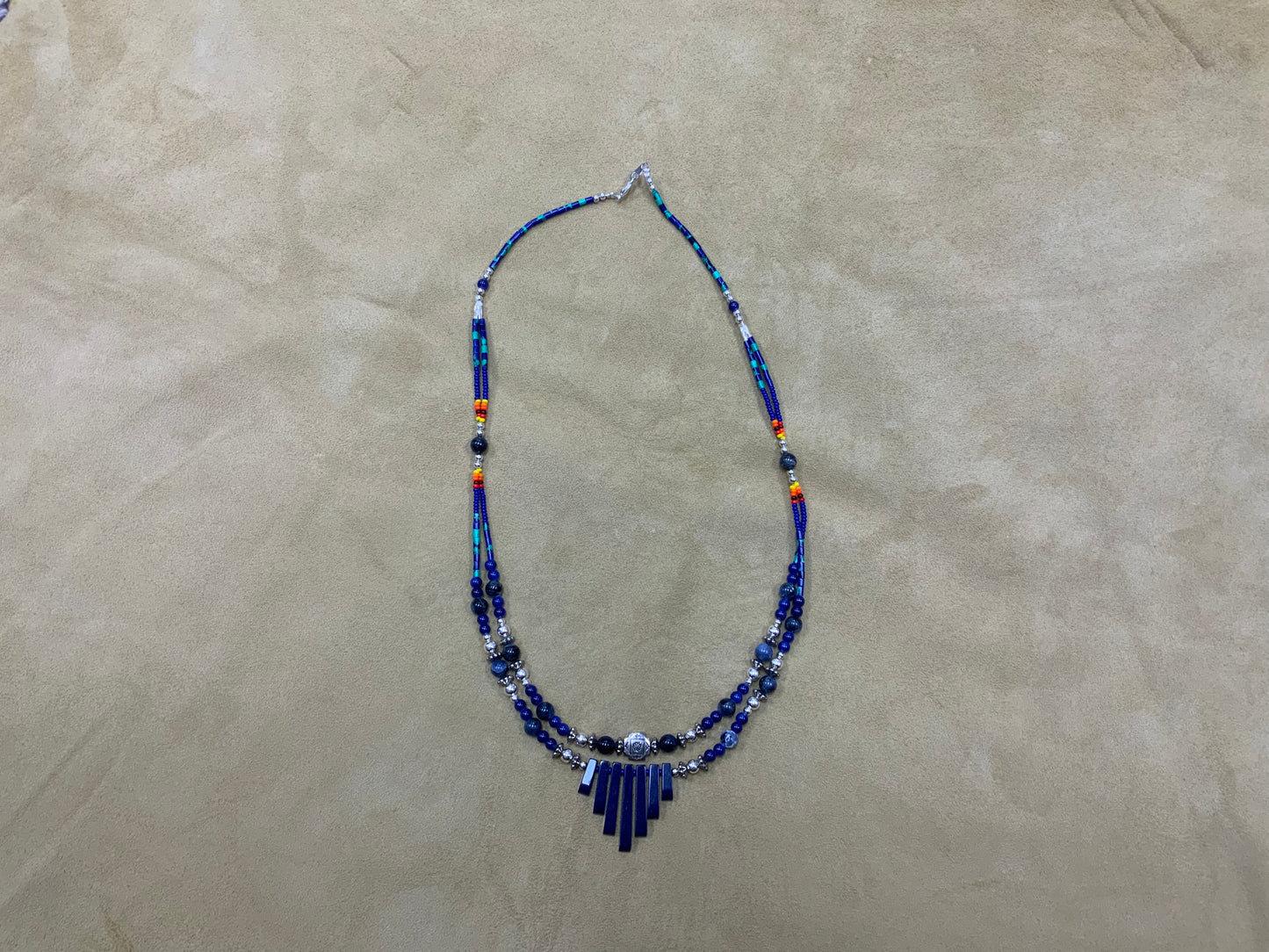 Necklace Double Strand with Stone Spikes
