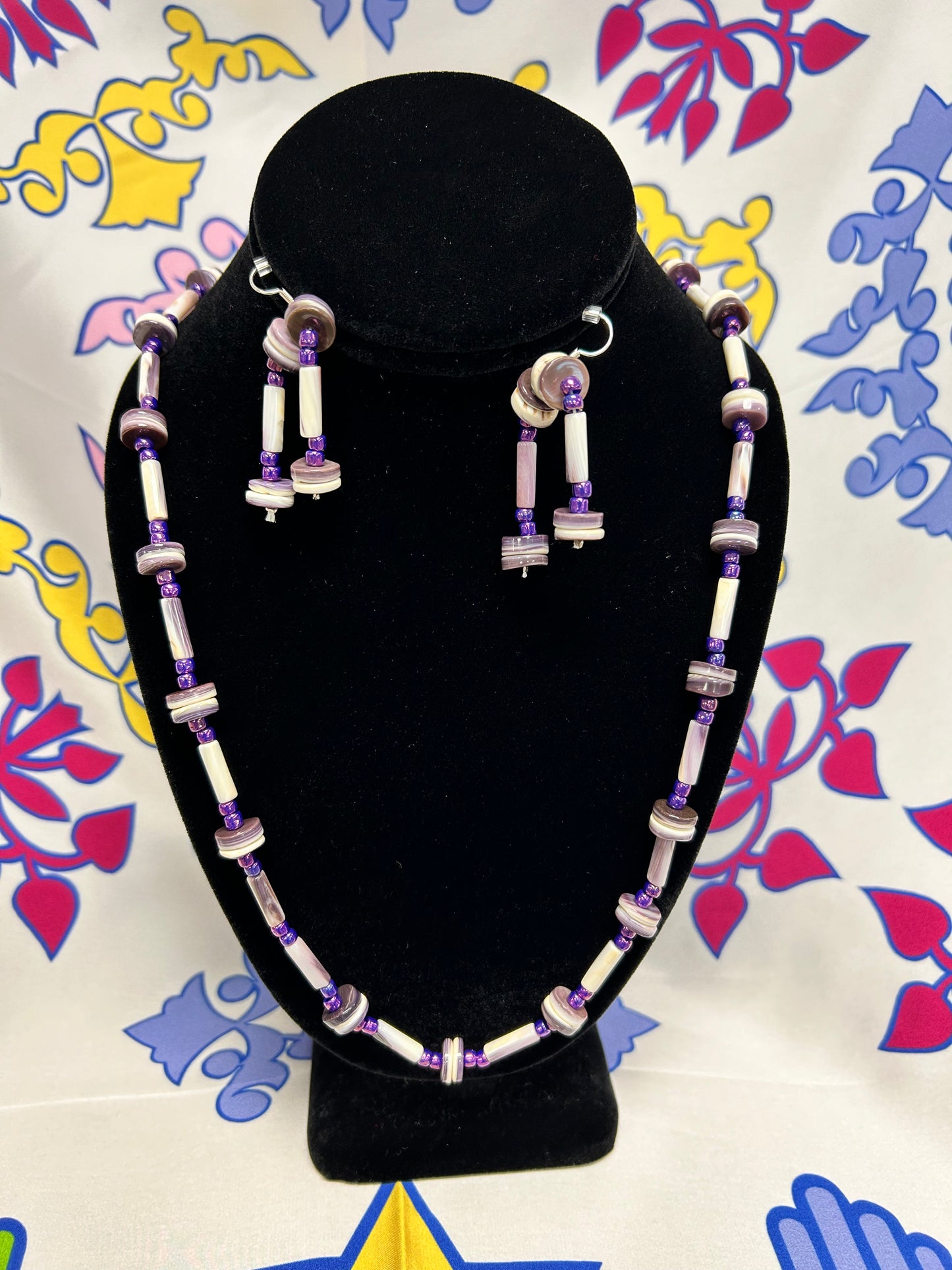 Wampum Necklace & Earring Set