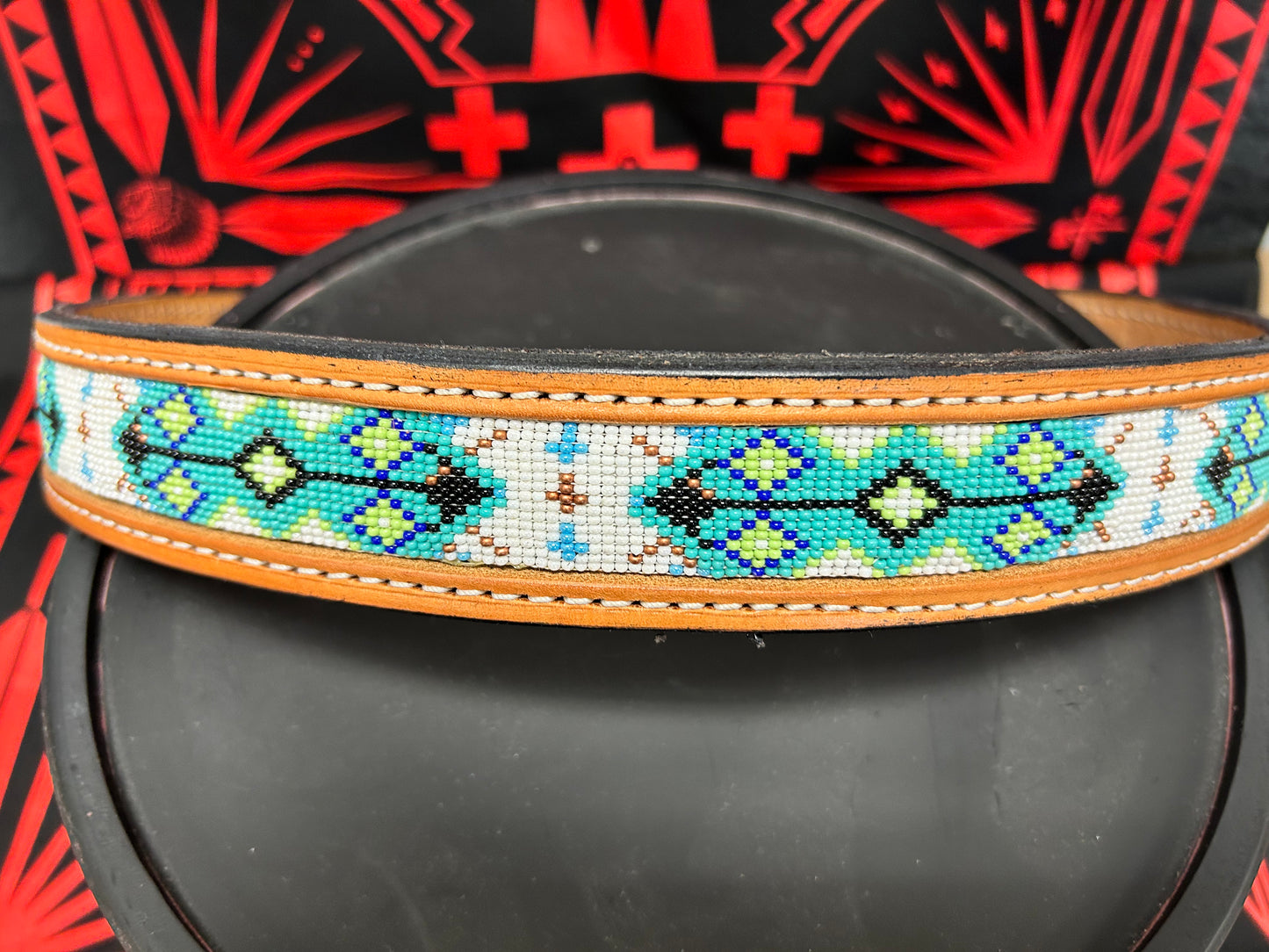 Genuine Leather Belt Beaded